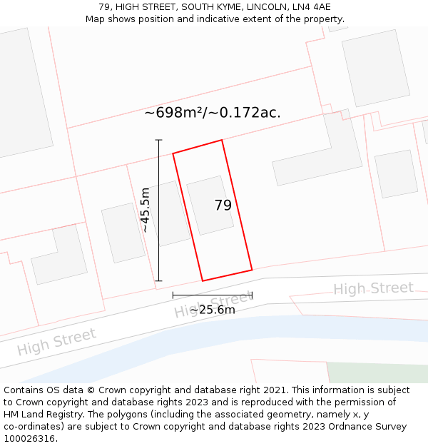 79, HIGH STREET, SOUTH KYME, LINCOLN, LN4 4AE: Plot and title map
