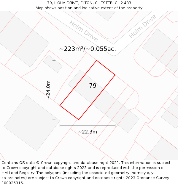 79, HOLM DRIVE, ELTON, CHESTER, CH2 4RR: Plot and title map