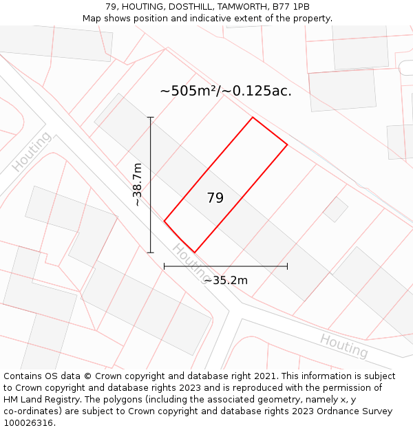 79, HOUTING, DOSTHILL, TAMWORTH, B77 1PB: Plot and title map