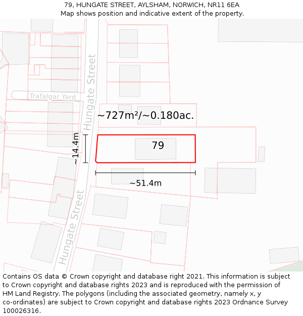 79, HUNGATE STREET, AYLSHAM, NORWICH, NR11 6EA: Plot and title map
