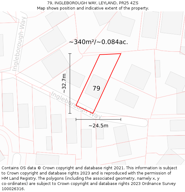 79, INGLEBOROUGH WAY, LEYLAND, PR25 4ZS: Plot and title map