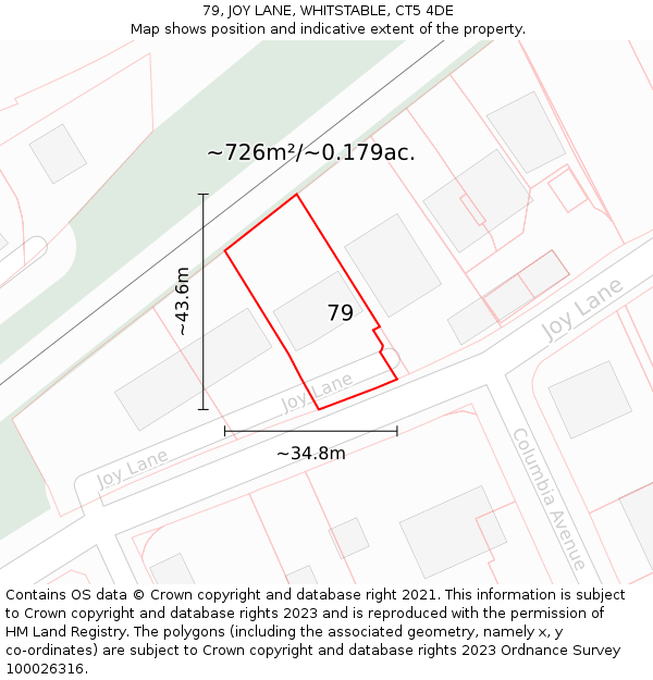 79, JOY LANE, WHITSTABLE, CT5 4DE: Plot and title map