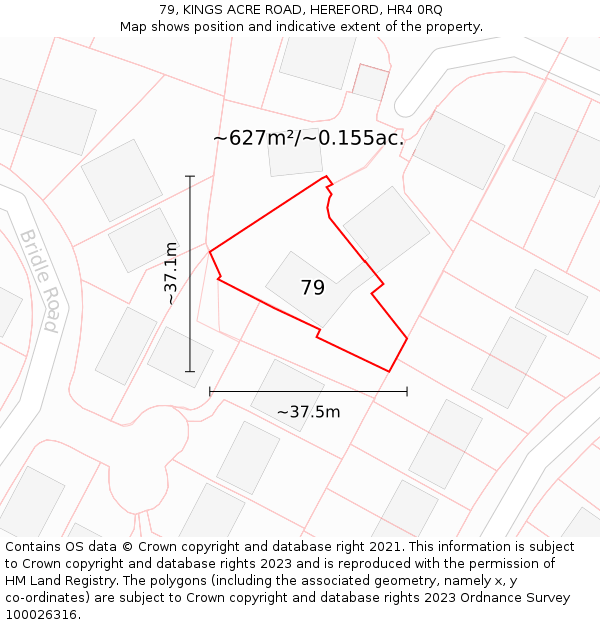 79, KINGS ACRE ROAD, HEREFORD, HR4 0RQ: Plot and title map