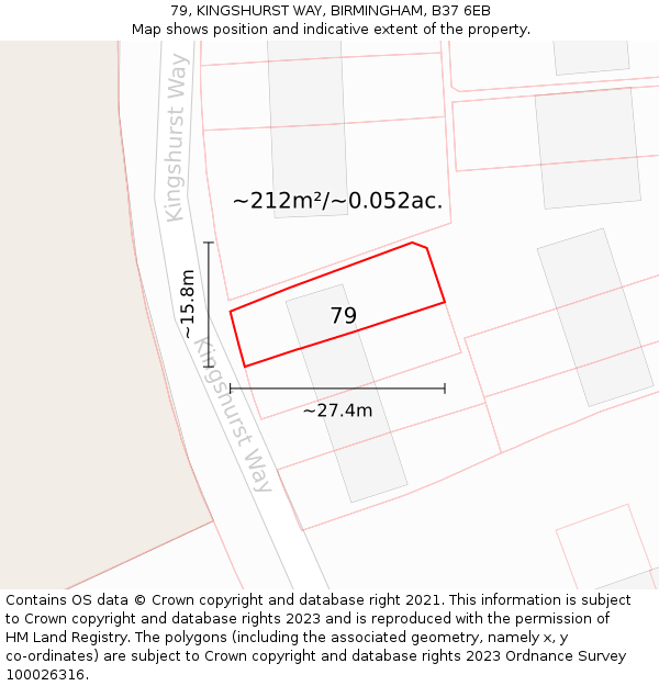 79, KINGSHURST WAY, BIRMINGHAM, B37 6EB: Plot and title map