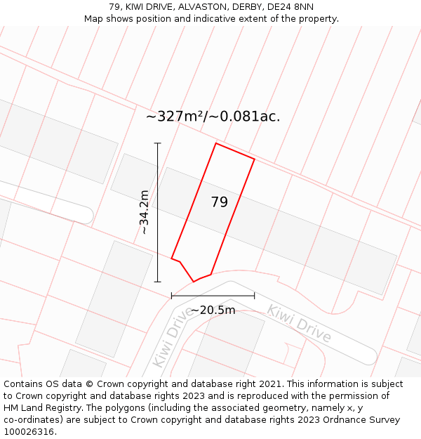 79, KIWI DRIVE, ALVASTON, DERBY, DE24 8NN: Plot and title map