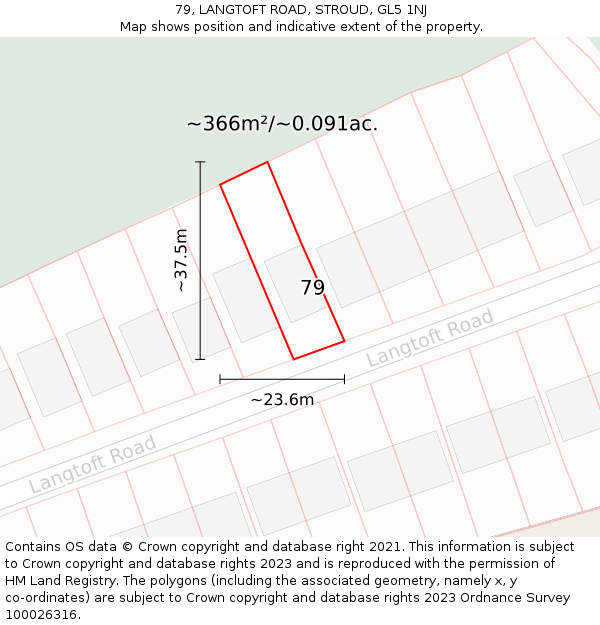79, LANGTOFT ROAD, STROUD, GL5 1NJ: Plot and title map