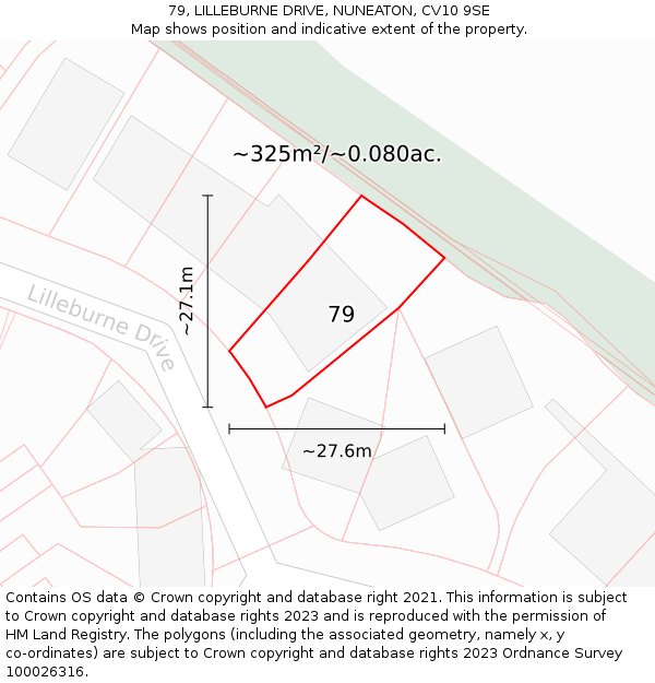 79, LILLEBURNE DRIVE, NUNEATON, CV10 9SE: Plot and title map