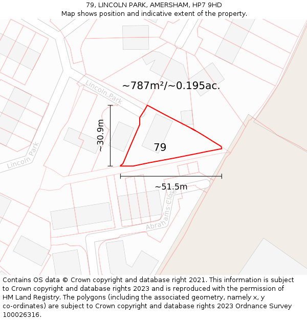 79, LINCOLN PARK, AMERSHAM, HP7 9HD: Plot and title map
