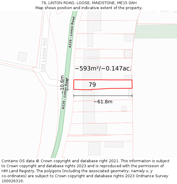 79, LINTON ROAD, LOOSE, MAIDSTONE, ME15 0AH: Plot and title map