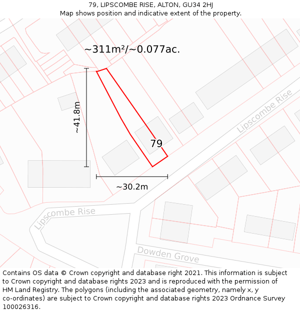 79, LIPSCOMBE RISE, ALTON, GU34 2HJ: Plot and title map