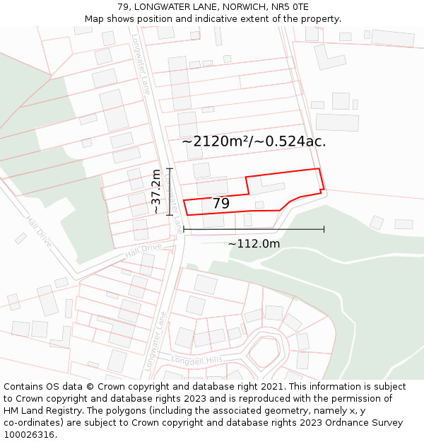 79, LONGWATER LANE, NORWICH, NR5 0TE: Plot and title map