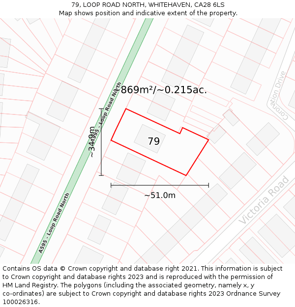 79, LOOP ROAD NORTH, WHITEHAVEN, CA28 6LS: Plot and title map