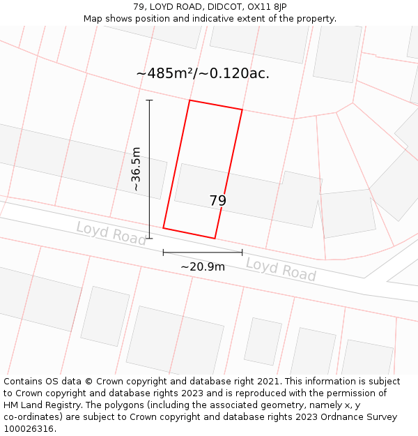 79, LOYD ROAD, DIDCOT, OX11 8JP: Plot and title map