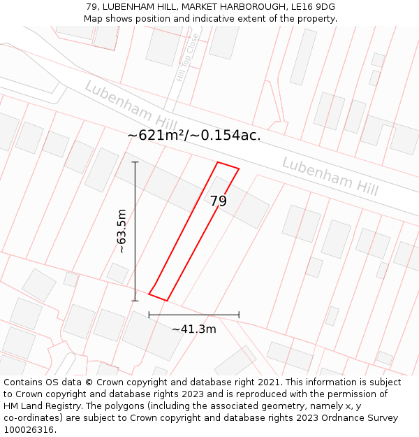 79, LUBENHAM HILL, MARKET HARBOROUGH, LE16 9DG: Plot and title map