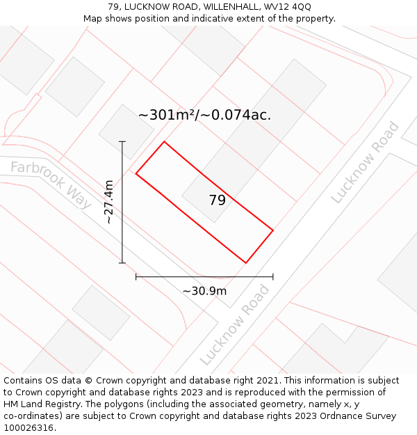 79, LUCKNOW ROAD, WILLENHALL, WV12 4QQ: Plot and title map