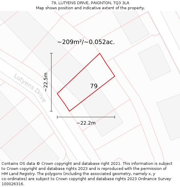 79, LUTYENS DRIVE, PAIGNTON, TQ3 3LA: Plot and title map