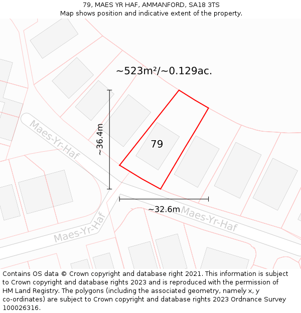 79, MAES YR HAF, AMMANFORD, SA18 3TS: Plot and title map