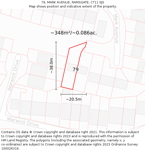 79, MARK AVENUE, RAMSGATE, CT11 0JS: Plot and title map