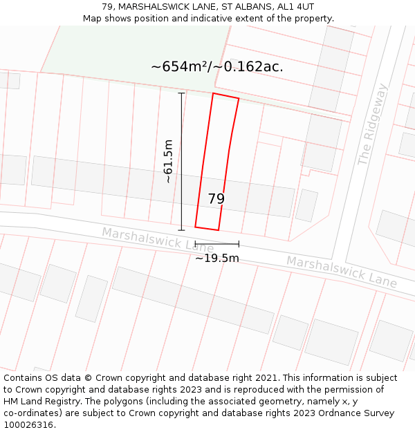 79, MARSHALSWICK LANE, ST ALBANS, AL1 4UT: Plot and title map
