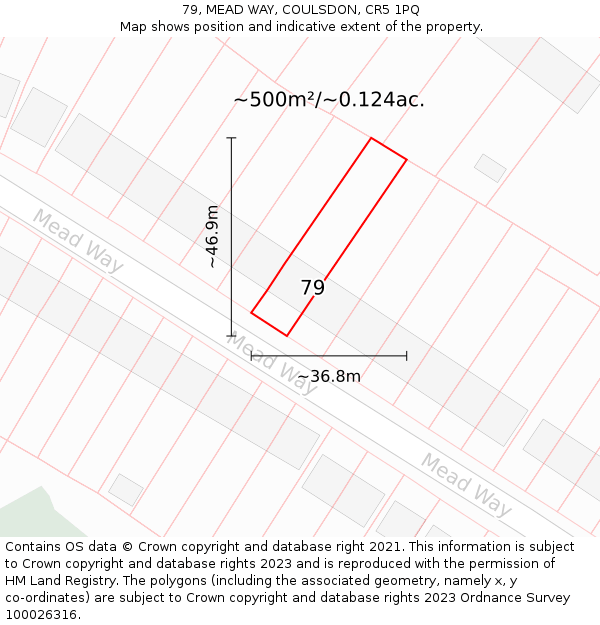 79, MEAD WAY, COULSDON, CR5 1PQ: Plot and title map