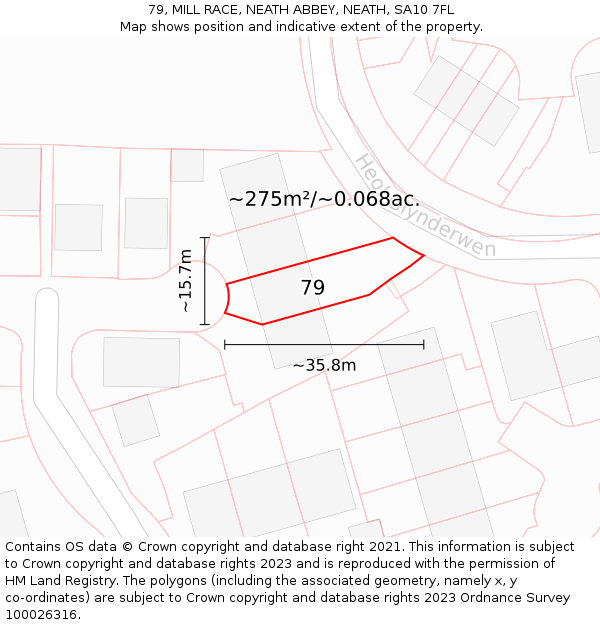 79, MILL RACE, NEATH ABBEY, NEATH, SA10 7FL: Plot and title map