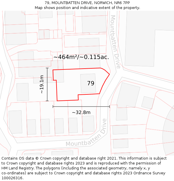 79, MOUNTBATTEN DRIVE, NORWICH, NR6 7PP: Plot and title map