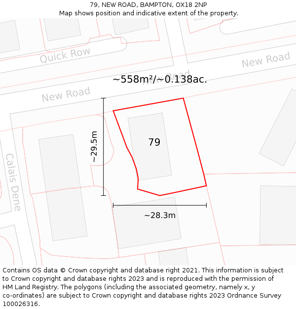 79, NEW ROAD, BAMPTON, OX18 2NP: Plot and title map