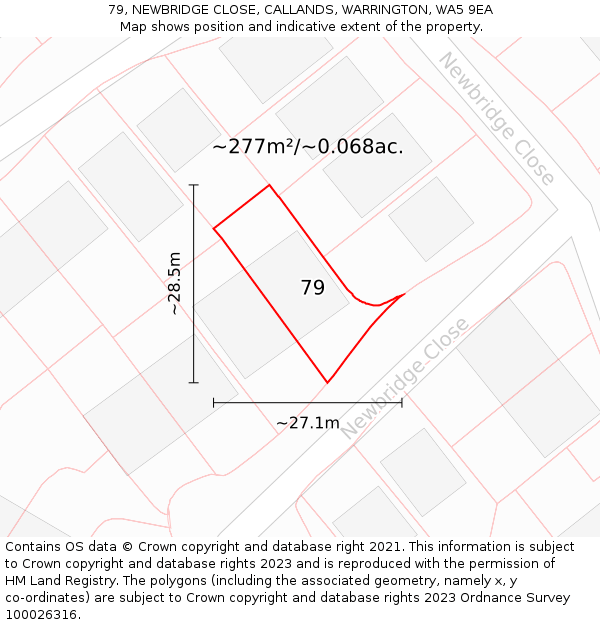 79, NEWBRIDGE CLOSE, CALLANDS, WARRINGTON, WA5 9EA: Plot and title map