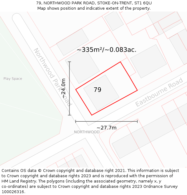 79, NORTHWOOD PARK ROAD, STOKE-ON-TRENT, ST1 6QU: Plot and title map