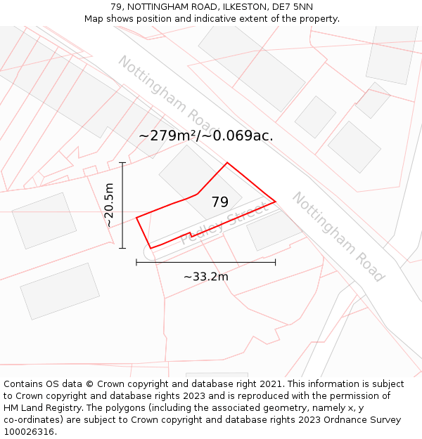79, NOTTINGHAM ROAD, ILKESTON, DE7 5NN: Plot and title map