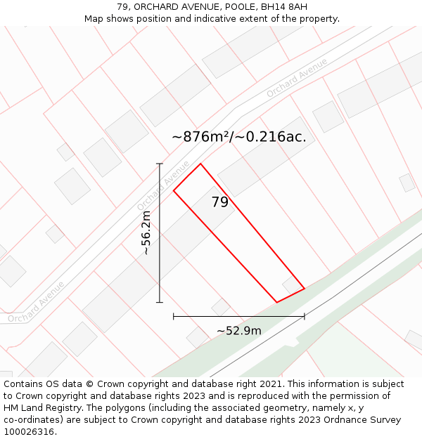 79, ORCHARD AVENUE, POOLE, BH14 8AH: Plot and title map