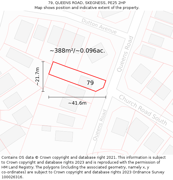 79, QUEENS ROAD, SKEGNESS, PE25 2HP: Plot and title map