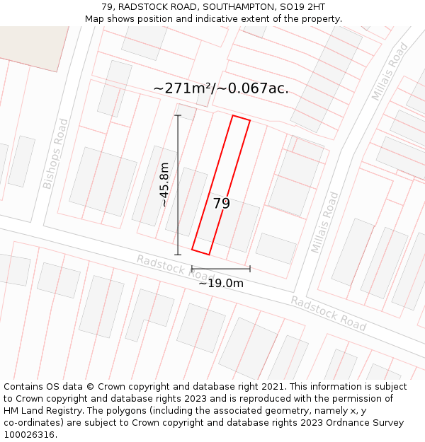 79, RADSTOCK ROAD, SOUTHAMPTON, SO19 2HT: Plot and title map