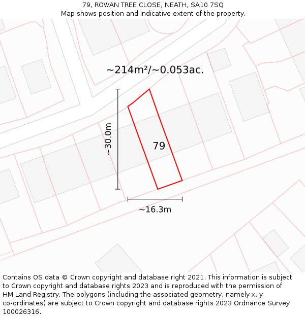 79, ROWAN TREE CLOSE, NEATH, SA10 7SQ: Plot and title map