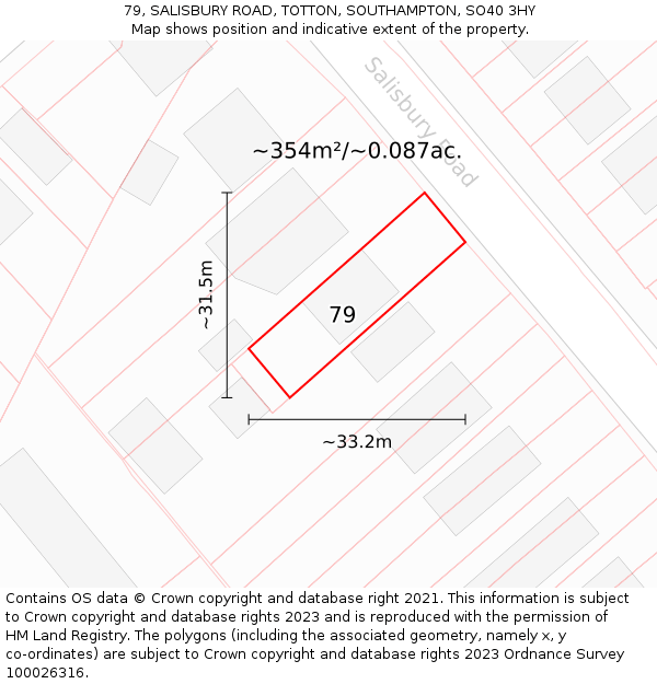 79, SALISBURY ROAD, TOTTON, SOUTHAMPTON, SO40 3HY: Plot and title map