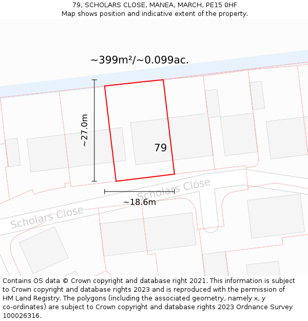 79, SCHOLARS CLOSE, MANEA, MARCH, PE15 0HF: Plot and title map
