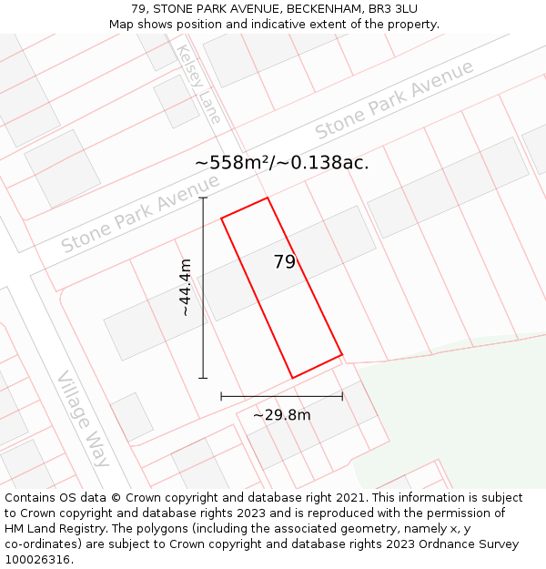 79, STONE PARK AVENUE, BECKENHAM, BR3 3LU: Plot and title map