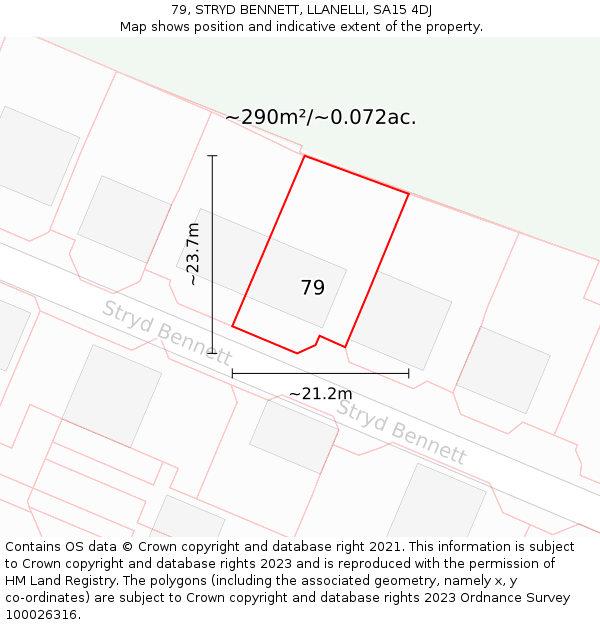 79, STRYD BENNETT, LLANELLI, SA15 4DJ: Plot and title map