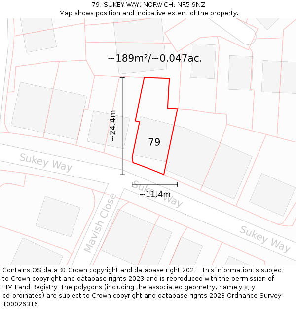 79, SUKEY WAY, NORWICH, NR5 9NZ: Plot and title map