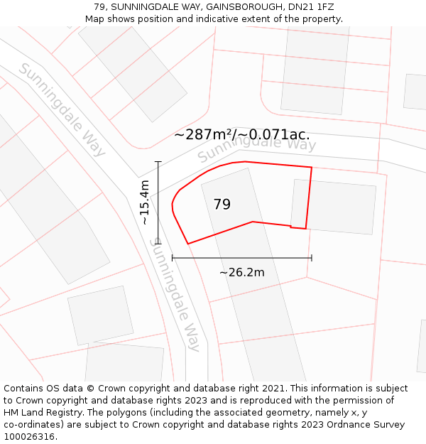 79, SUNNINGDALE WAY, GAINSBOROUGH, DN21 1FZ: Plot and title map