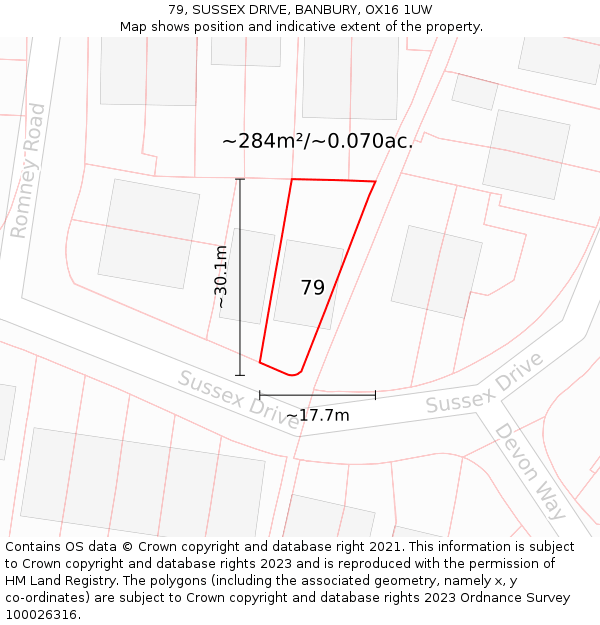 79, SUSSEX DRIVE, BANBURY, OX16 1UW: Plot and title map