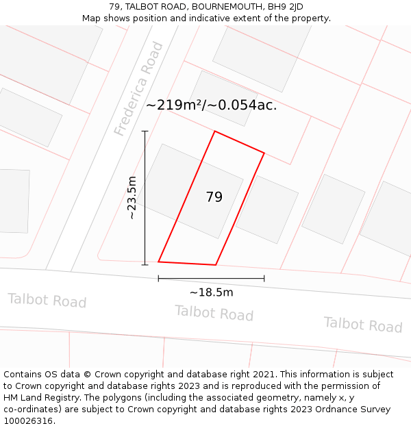 79, TALBOT ROAD, BOURNEMOUTH, BH9 2JD: Plot and title map