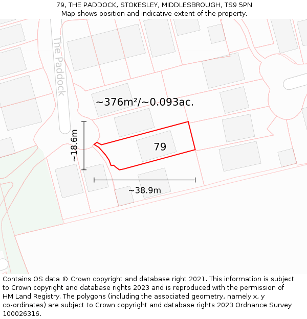 79, THE PADDOCK, STOKESLEY, MIDDLESBROUGH, TS9 5PN: Plot and title map