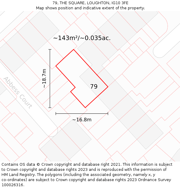 79, THE SQUARE, LOUGHTON, IG10 3FE: Plot and title map