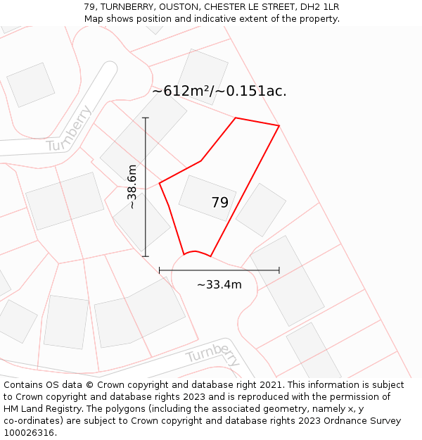 79, TURNBERRY, OUSTON, CHESTER LE STREET, DH2 1LR: Plot and title map