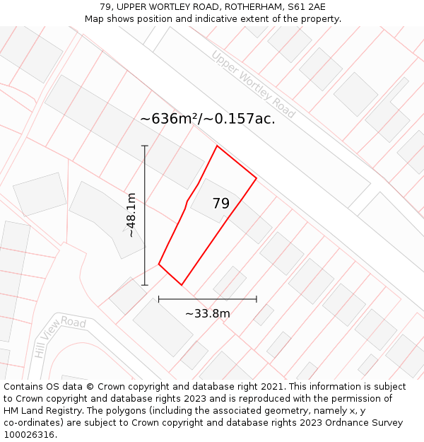 79, UPPER WORTLEY ROAD, ROTHERHAM, S61 2AE: Plot and title map