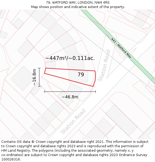 79, WATFORD WAY, LONDON, NW4 4RS: Plot and title map