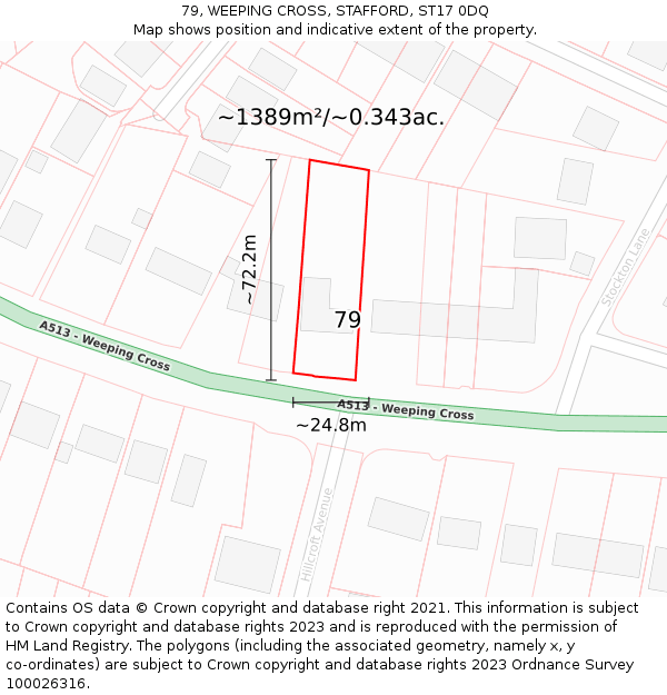 79, WEEPING CROSS, STAFFORD, ST17 0DQ: Plot and title map