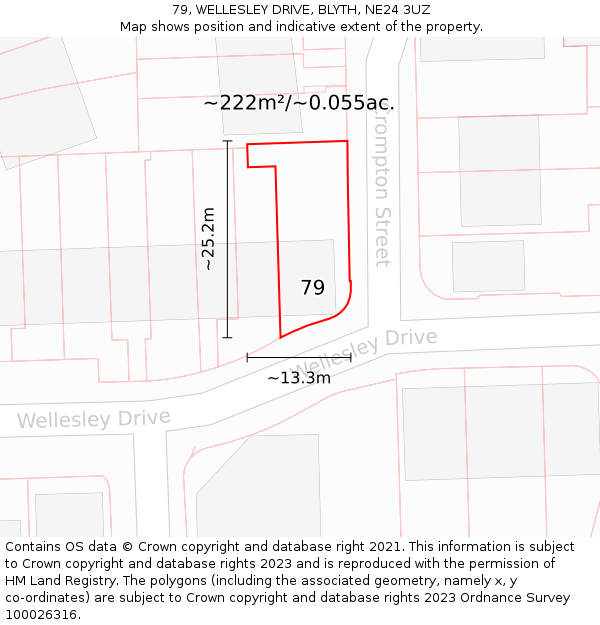 79, WELLESLEY DRIVE, BLYTH, NE24 3UZ: Plot and title map
