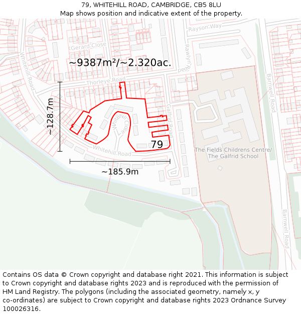 79, WHITEHILL ROAD, CAMBRIDGE, CB5 8LU: Plot and title map